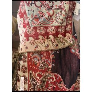 Paisley woven scarf wrap reversible shawl boho tapestry fringe oversized 1